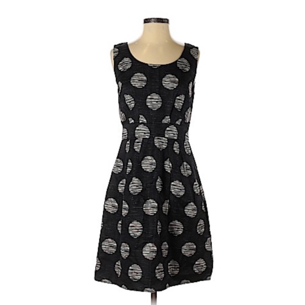 Banana Republic Black Cream Dot A Line Shift Dress